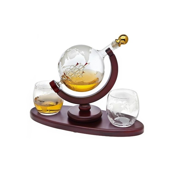 Galleon Globe Whiskey Decanter Set Shannon Godinger - Picture 2 of 6